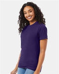 Hanes 5180 Unisex Beefy-T T-Shirt - Grape Smash Heather - model side