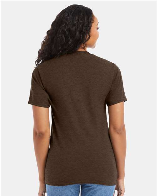 Hanes 5180 Unisex Beefy-T T-Shirt - Heather Brown - model back