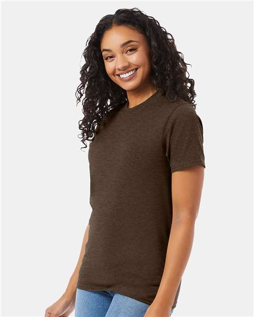 Hanes 5180 Unisex Beefy-T T-Shirt - Heather Brown - model side