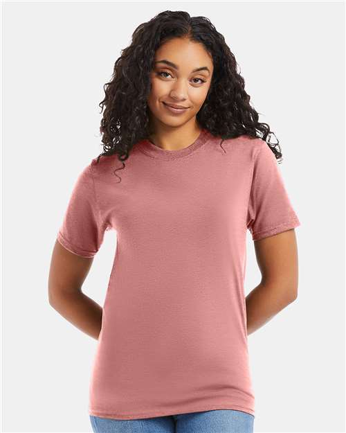 Hanes 5180 Unisex Beefy-T T-Shirt - Mauve - model front