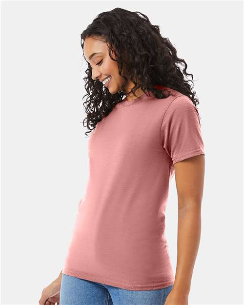 Hanes 5180 Unisex Beefy-T T-Shirt - Mauve - model side