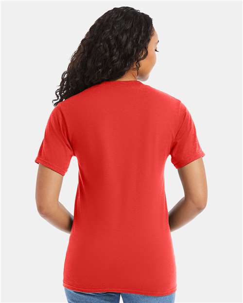 Hanes 5180 Unisex Beefy-T T-Shirt - Poppy Red - model back