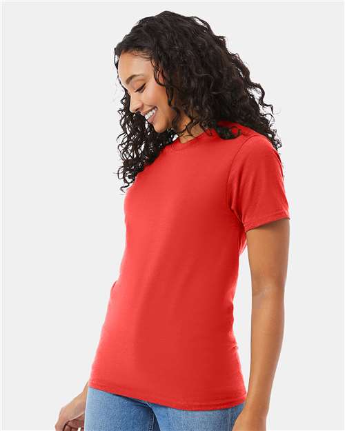 Hanes 5180 Unisex Beefy-T T-Shirt - Poppy Red - model side