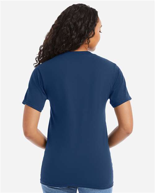 Hanes 5180 Unisex Beefy-T T-Shirt - Regal Navy - model back