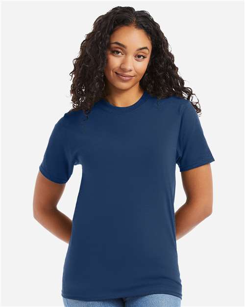 Hanes 5180 Unisex Beefy-T T-Shirt - Regal Navy - model front