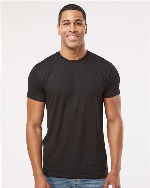 LAT 6901 Unisex Fine Jersey Tee - Blended Black - model front