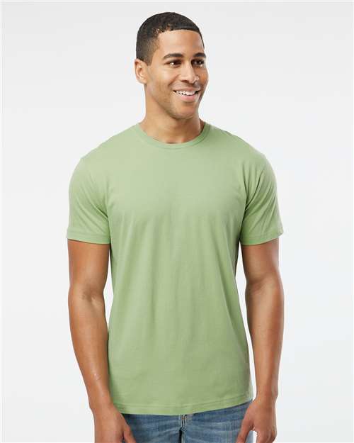 LAT 6901 Unisex Fine Jersey Tee - Sage - model front