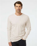 LAT 6918 Unisex Fine Jersey Long Sleeve Tee - Natural Heather - model front