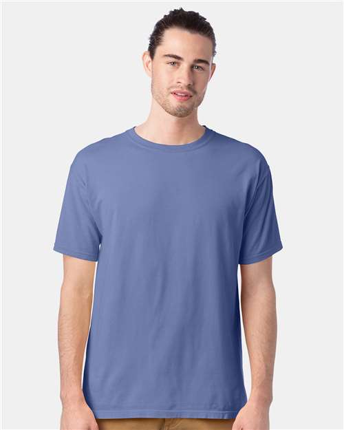 Hanes GDH100 Men's Garment-Dyed T-Shirt - Frontier Blue - model front