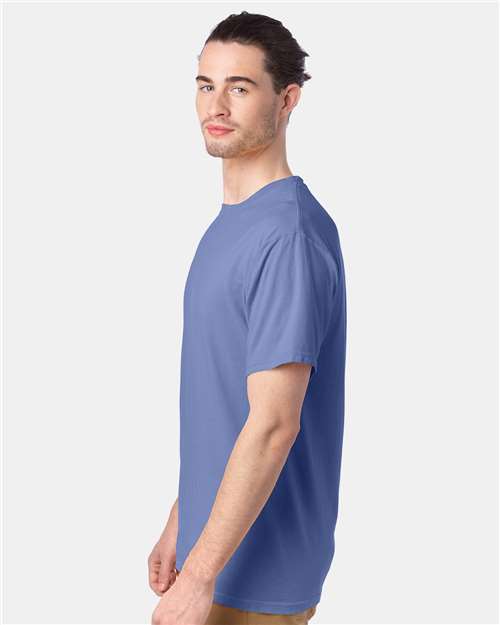 Hanes GDH100 Men's Garment-Dyed T-Shirt - Frontier Blue - model side