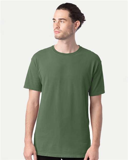 Hanes GDH100 Men's Garment-Dyed T-Shirt - Moss - model front