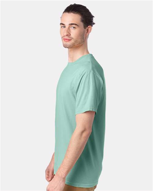Hanes GDH100 Men's Garment-Dyed T-Shirt - Honeydew - model side