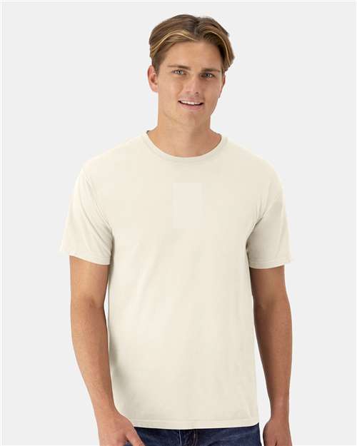 Hanes GDH100 Men's Garment-Dyed T-Shirt - Parchment - model front