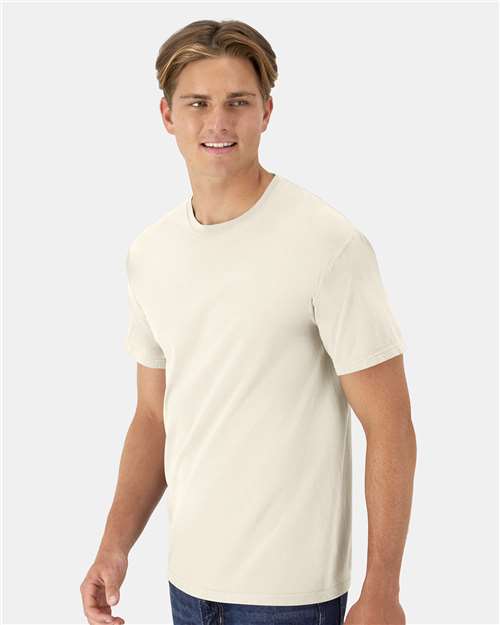 Hanes GDH100 Men's Garment-Dyed T-Shirt - Parchment - model side