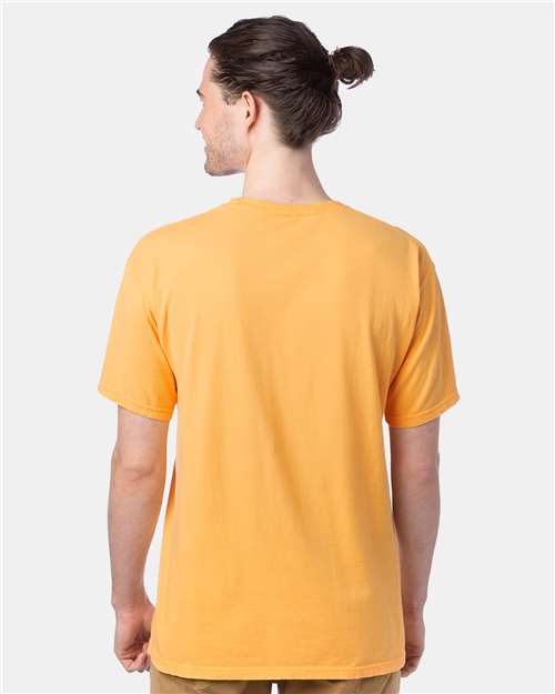 Hanes GDH100 Men's Garment-Dyed T-Shirt - Butterscotch - model back