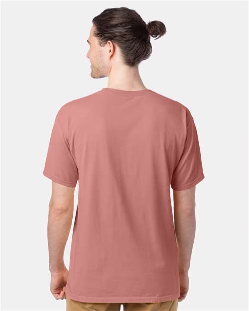 Hanes GDH100 Men's Garment-Dyed T-Shirt - Mauve - model back