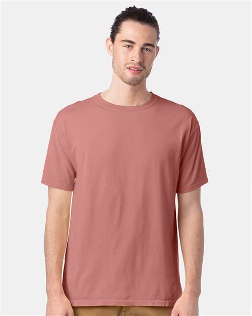 Hanes GDH100 Men's Garment-Dyed T-Shirt - Mauve - model front