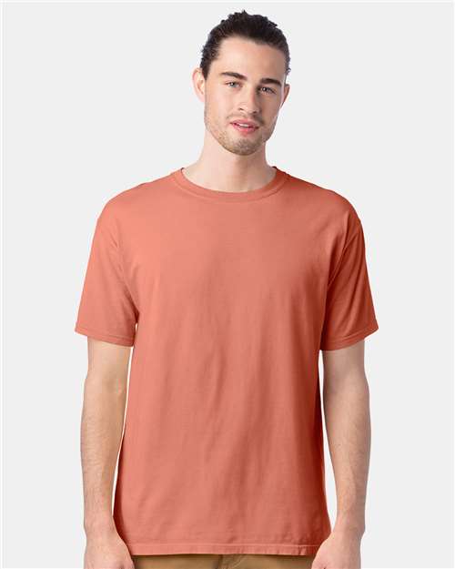 Hanes GDH100 Men's Garment-Dyed T-Shirt - Clay - model front
