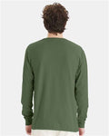Hanes GDH200 Unisex Garment-Dyed Long Sleeve T-Shirt - Moss - model back