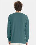 Hanes GDH200 Unisex Garment-Dyed Long Sleeve T-Shirt - Cactus - model back