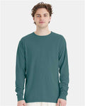 Hanes GDH200 Unisex Garment-Dyed Long Sleeve T-Shirt - Cactus - model front