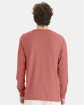 Hanes GDH200 Unisex Garment-Dyed Long Sleeve T-Shirt - Nantucket Red - model back