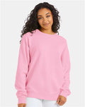 Hanes GDH400 Unisex Garment-Dyed Crewneck Sweatshirt - Cotton Candy - model front
