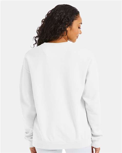 Hanes GDH400 Unisex Garment-Dyed Crewneck Sweatshirt - White - model back