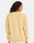 Hanes GDH400 Unisex Garment-Dyed Crewneck Sweatshirt - Summer Squash Yellow - model back