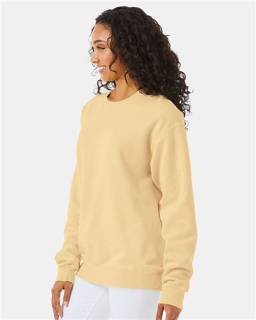 Hanes GDH400 Unisex Garment-Dyed Crewneck Sweatshirt - Summer Squash Yellow - model side