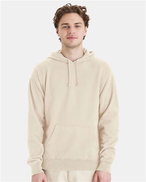 Hanes GDH450 Unisex Garment-Dyed Hooded Sweatshirt - Parchment - model front