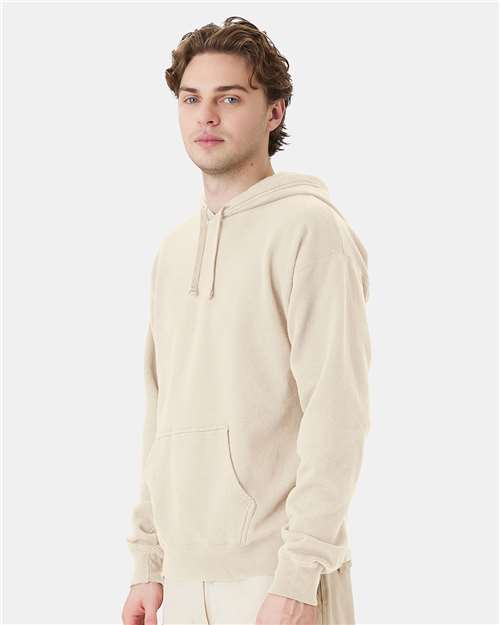 Hanes GDH450 Unisex Garment-Dyed Hooded Sweatshirt - Parchment - model side