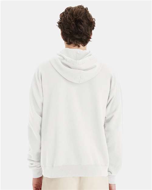 Hanes GDH450 Unisex Garment-Dyed Hooded Sweatshirt - White - model back