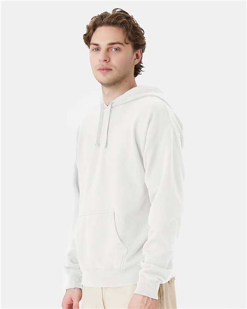 Hanes GDH450 Unisex Garment-Dyed Hooded Sweatshirt - White - model side