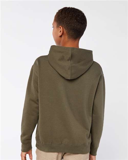 LAT 2296 Youth Hoodie Sweatshirt - Military Green - model back
