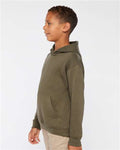 LAT 2296 Youth Hoodie Sweatshirt - Military Green - model side