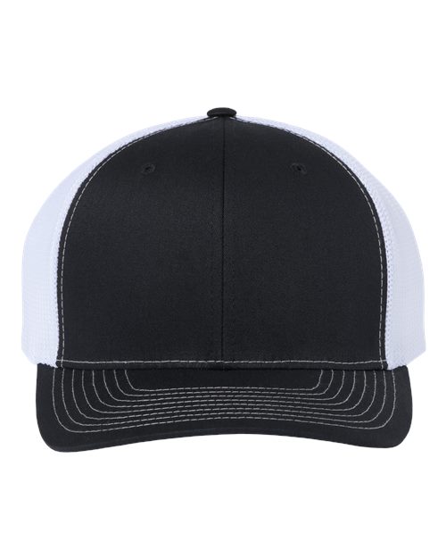 Richardson 112PL 112+ R-Flex Adjustable Trucker Cap - Black/ White - front