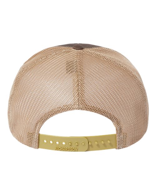 Richardson 112PL 112+ R-Flex Adjustable Trucker Cap - Brown/ Khaki - back