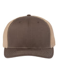 Richardson 112PL 112+ R-Flex Adjustable Trucker Cap - Brown/ Khaki - front