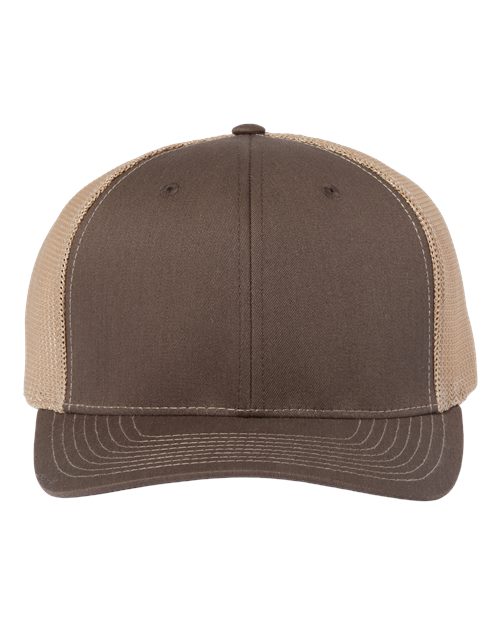 Richardson 112PL 112+ R-Flex Adjustable Trucker Cap - Brown/ Khaki - front