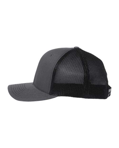 Richardson 112PL 112+ R-Flex Adjustable Trucker Cap - Charcoal/ Black - side