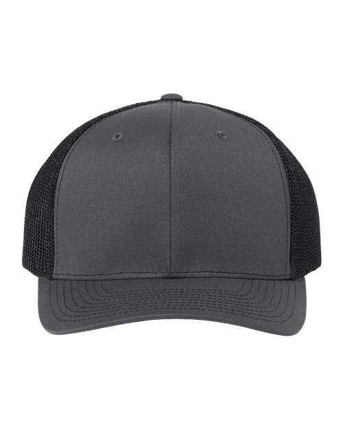 Richardson 112PL 112+ R-Flex Adjustable Trucker Cap - Charcoal/ Black - front
