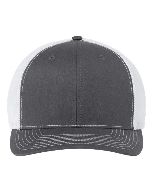 Richardson 112PL 112+ R-Flex Adjustable Trucker Cap - Charcoal/ White - front