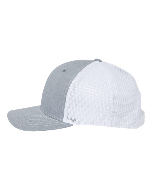 Richardson 112PL 112+ R-Flex Adjustable Trucker Cap - Heather Grey/ White - side