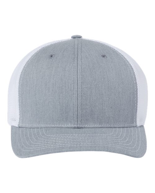 Richardson 112PL 112+ R-Flex Adjustable Trucker Cap - Heather Grey/ White - front