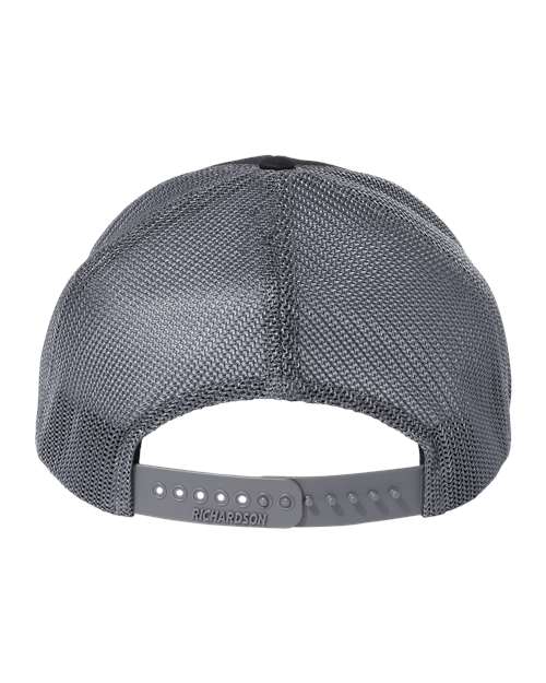 Richardson 112PL 112+ R-Flex Adjustable Trucker Cap - Black/ Graphite - back