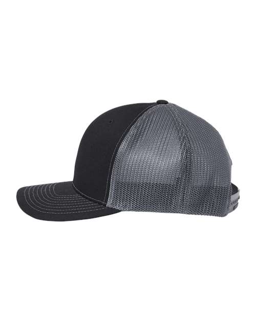 Richardson 112PL 112+ R-Flex Adjustable Trucker Cap - Black/ Graphite - side