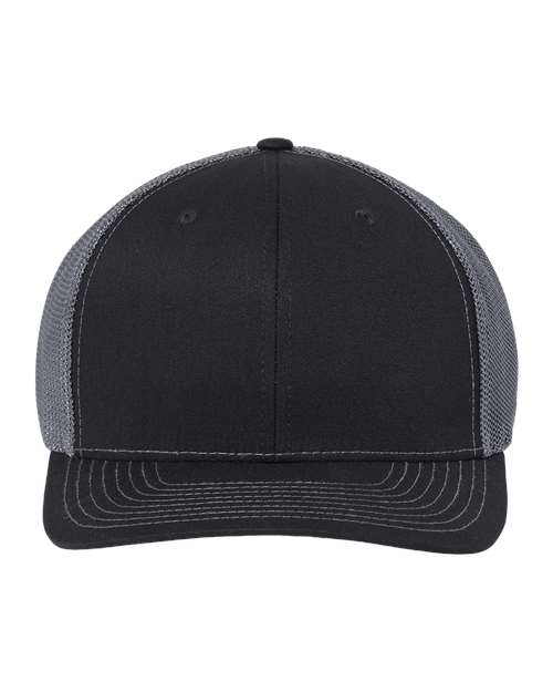 Richardson 112PL 112+ R-Flex Adjustable Trucker Cap - Black/ Graphite - front