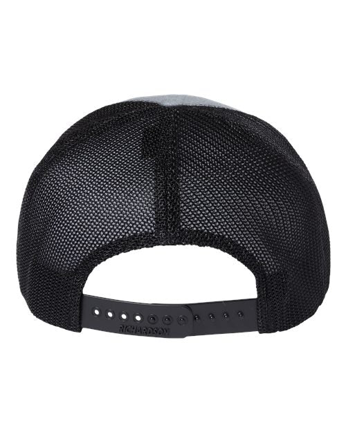 Richardson 112PL 112+ R-Flex Adjustable Trucker Cap - Heather Grey/ Black - back