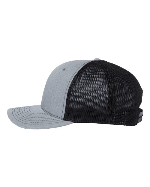 Richardson 112PL 112+ R-Flex Adjustable Trucker Cap - Heather Grey/ Black - side